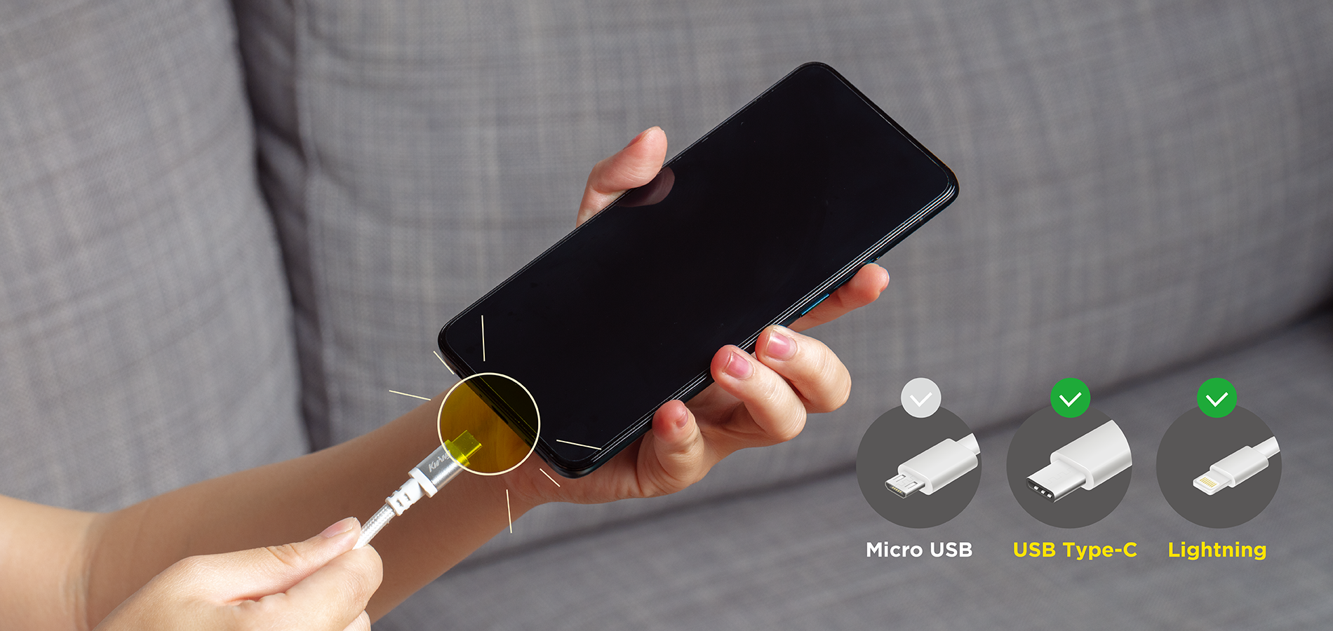 Scratch/Bite-Resistant Charge & Sync Cable